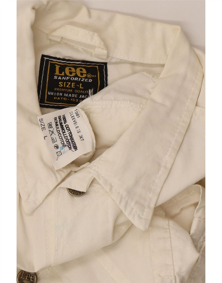 Gilet corto da donna LEE UK 16 grande in cotone bianco sporco