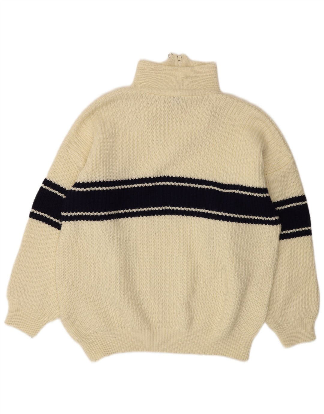 Maglione ideale da uomo con collo con zip, grande color block bianco sporco