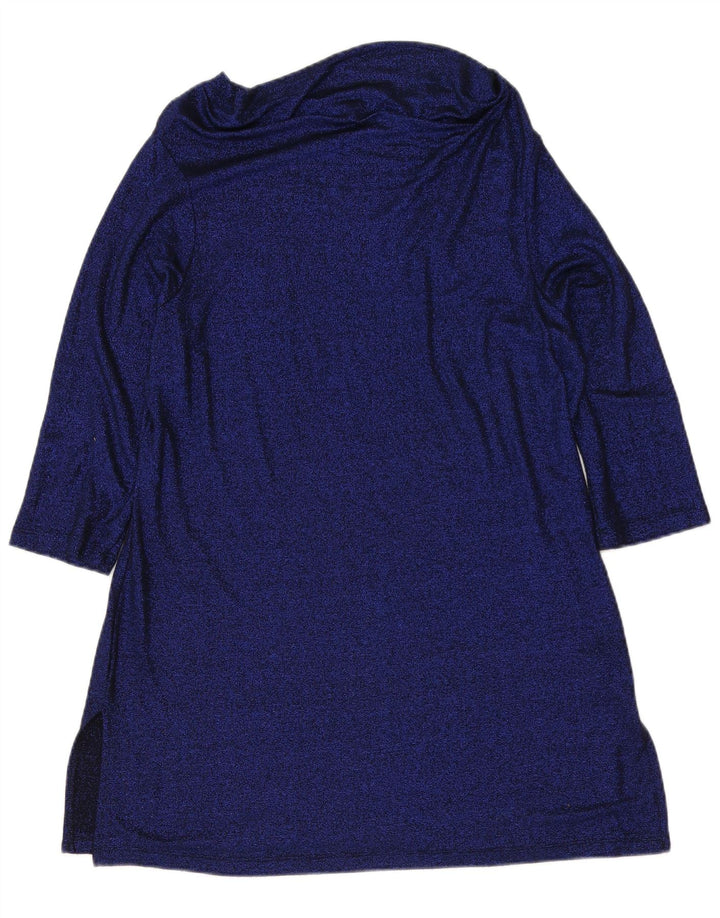 Top lungo da donna Marks & Spencer manica 3/4 UK 16 grande viscosa blu