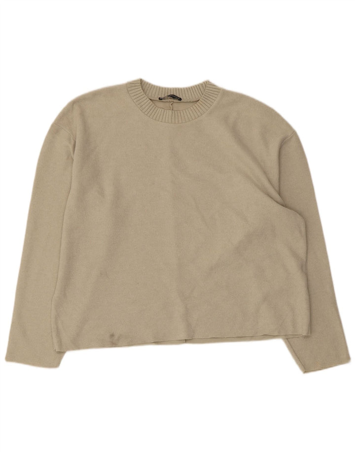 Maglione corto con scollo a barca da donna Zara UK 14 Poliestere beige medio