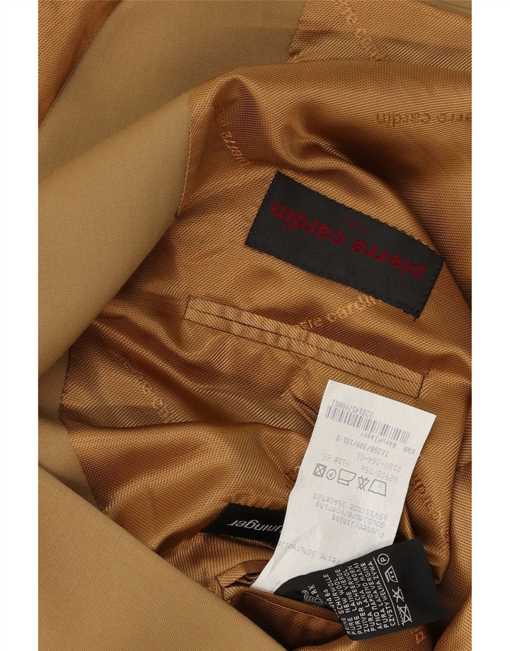 PIERRE CARDIN Giacca blazer a 3 bottoni da uomo UK 40 Large Beige Lana vergine