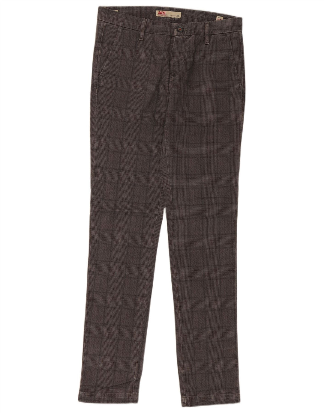 Pantaloni chino slim da uomo Rifle W29 L34 in cotone a quadri grigi