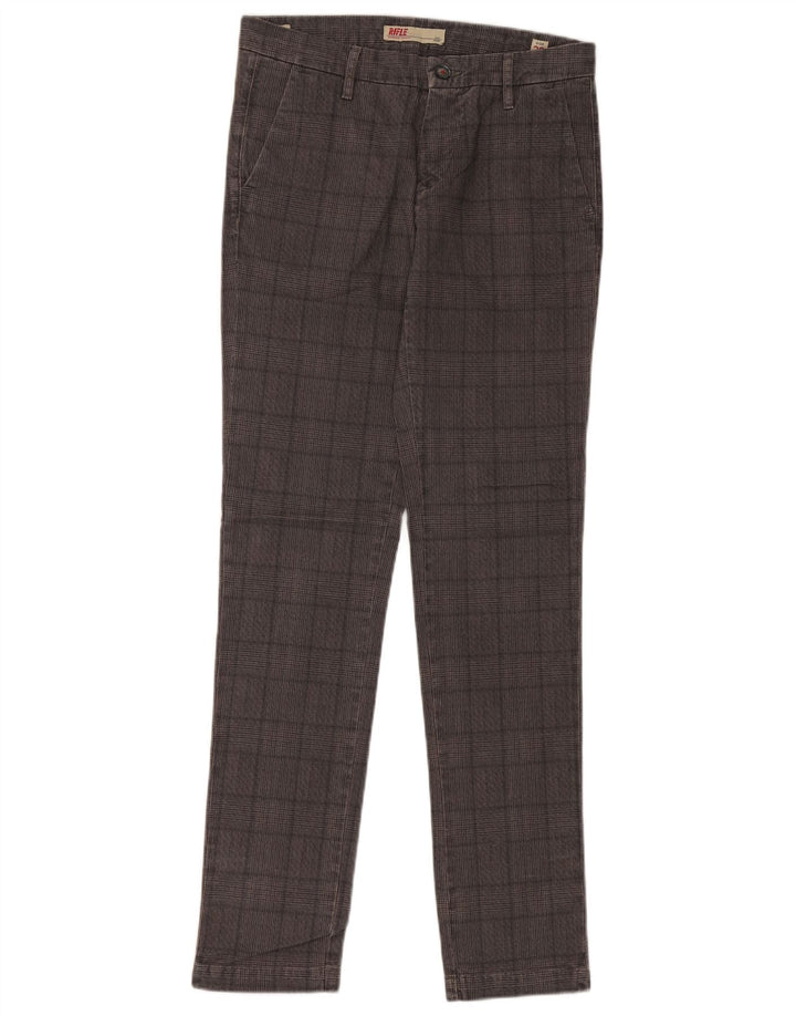 Pantaloni chino slim da uomo Rifle W29 L34 in cotone a quadri grigi