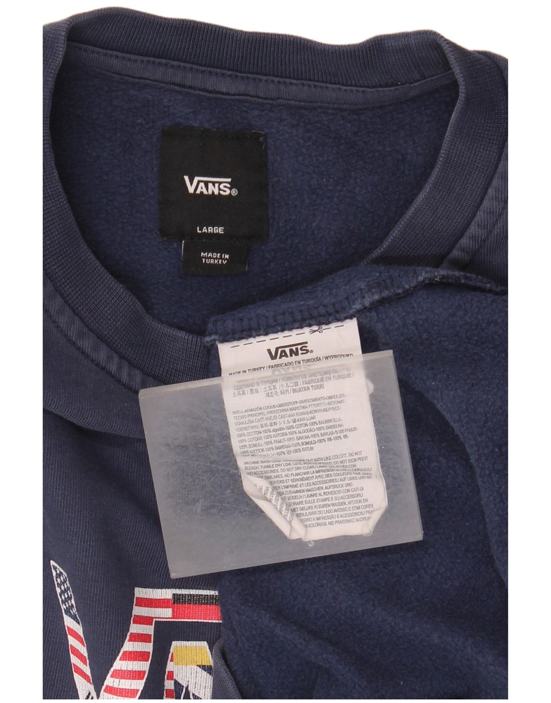 Felpa grafica da uomo VANS maglione grande in cotone blu navy