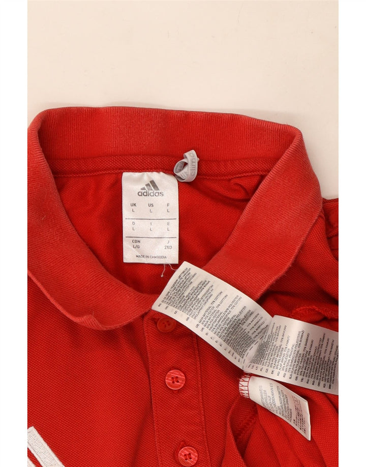 Polo Adidas Climalite da uomo grande in cotone rosso