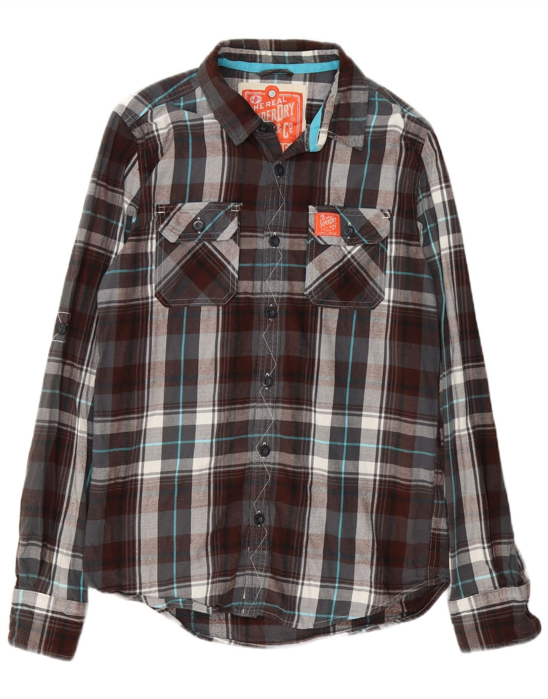 Camicia da uomo in flanella Superdry, cotone a quadri multicolore grande