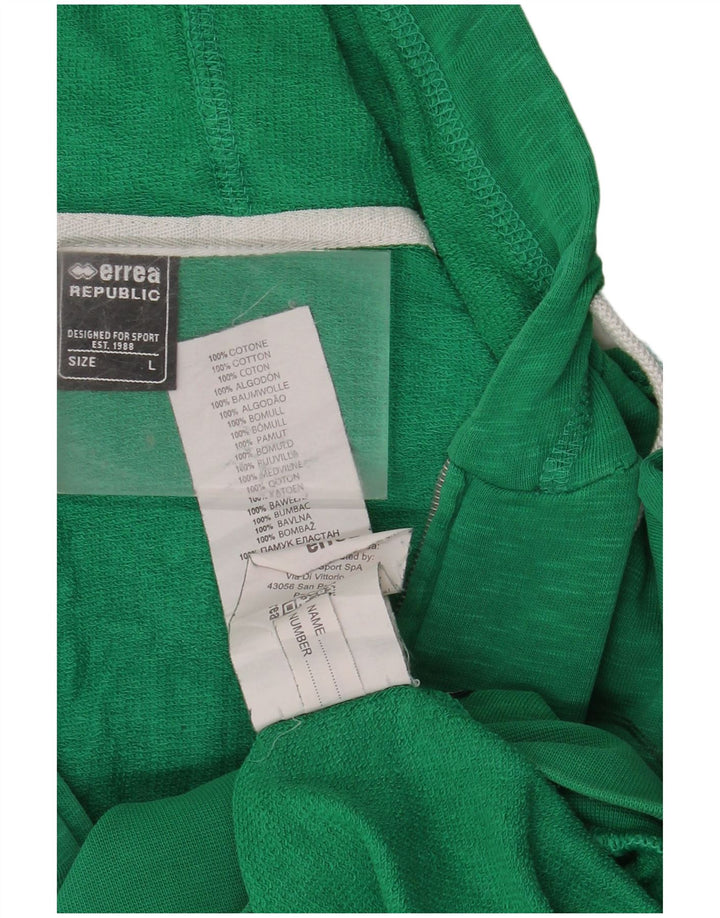 ERREA Felpa con cappuccio e zip da uomo grande in cotone verde