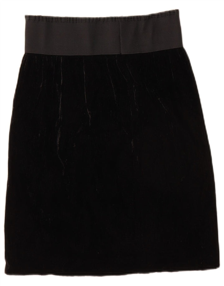 Gonna a trapezio in velluto vintage da donna W28 media nera