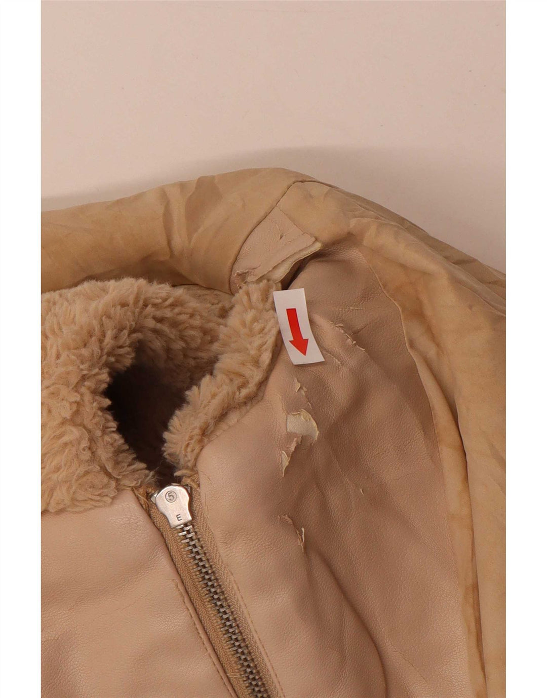 Giubbotto bomber con cappuccio con orsetto da donna Zara UK 14 Poliestere beige medio