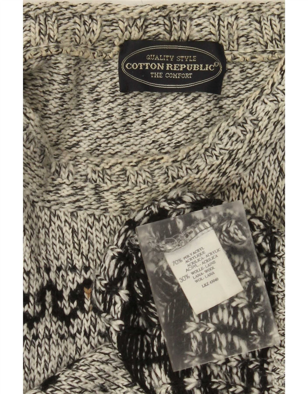 Maglione girocollo da uomo Cotton Republic grigio medio Fair Isle