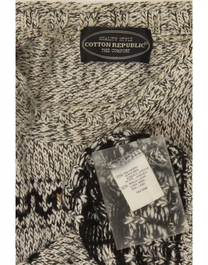 Maglione girocollo da uomo Cotton Republic grigio medio Fair Isle