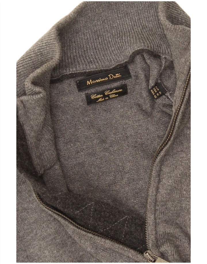 Massimo Dutti Maglione da uomo con zip e collo XL in cotone grigio