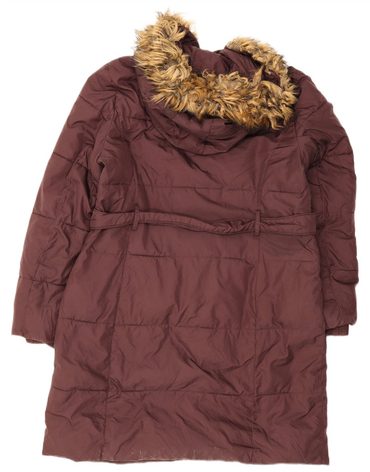 Cappotto imbottito con cappuccio da donna Dkny UK 16 grande poliestere bordeaux