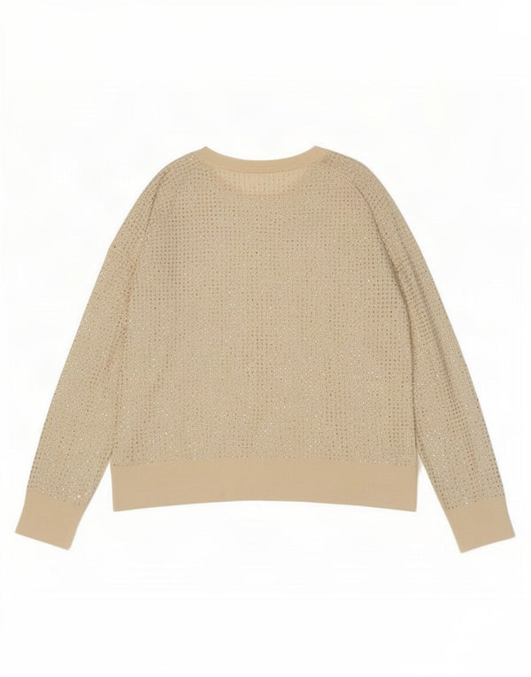 Zara Womens Crew Neck Jumper Sweater UK 16 Large Beige