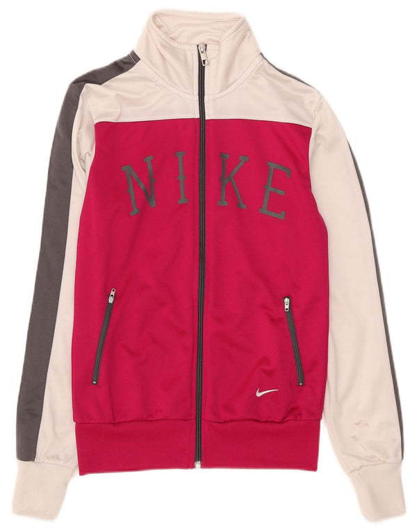 Giacca da ginnastica grafica da donna Nike UK 10 Small Pink Colourblock