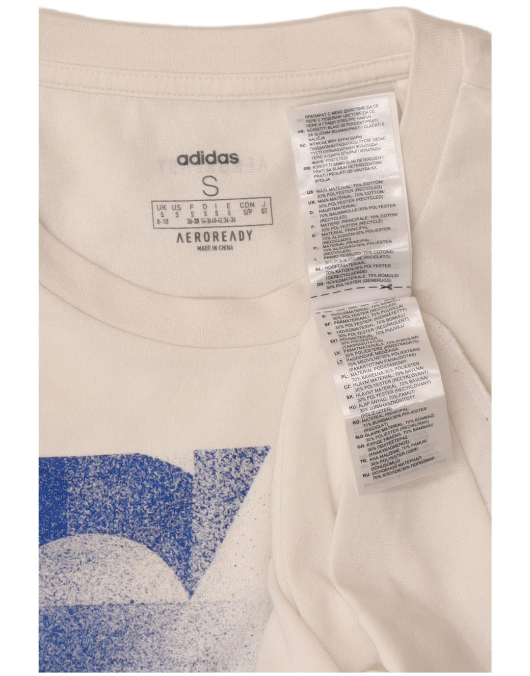 T-shirt grafica ADIDAS da donna Aeroready UK 8/10 piccola in cotone bianco