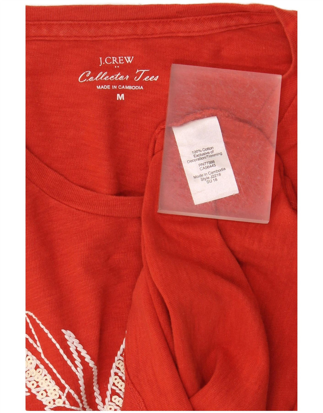 J. CREW T-shirt grafica da donna Top UK 14 cotone rosso medio
