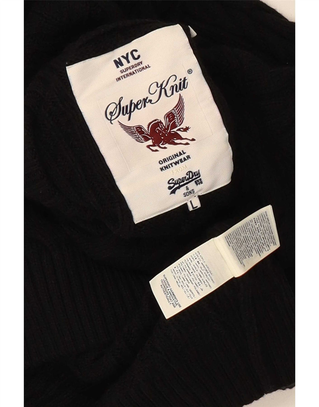 Maglione maglione girocollo da uomo Superdry grande acrilico nero