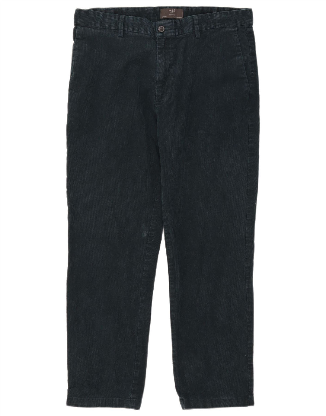 Pantaloni di velluto a coste regolari dritti da uomo Marks & Spencer W36 L29 verdi