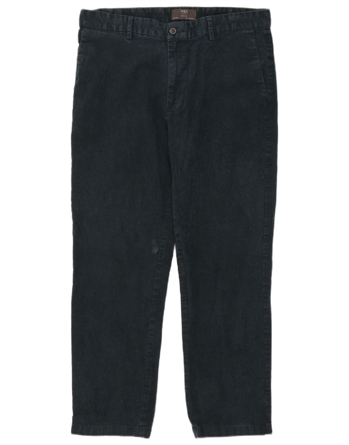Pantaloni di velluto a coste regolari dritti da uomo Marks & Spencer W36 L29 verdi