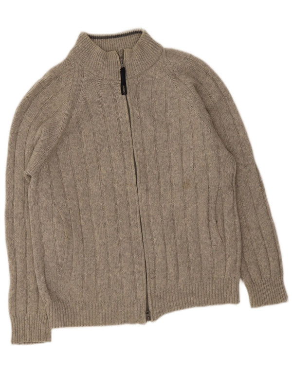 Maglione cardigan da uomo Avirex in lana grigio medio