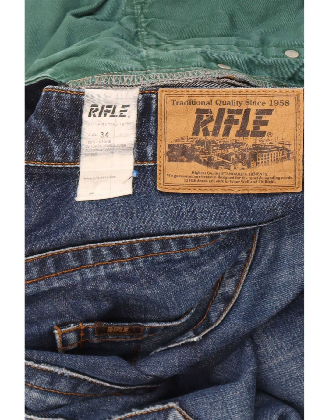 Jeans dritti da uomo Rifle W34 L34 in cotone blu navy