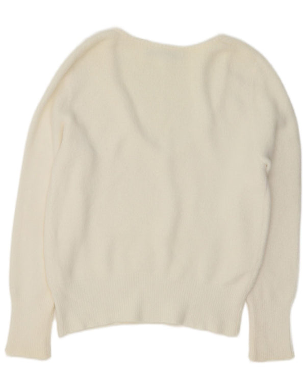 Maglione maglione con scollo a V da donna Zara UK 16 grande bianco