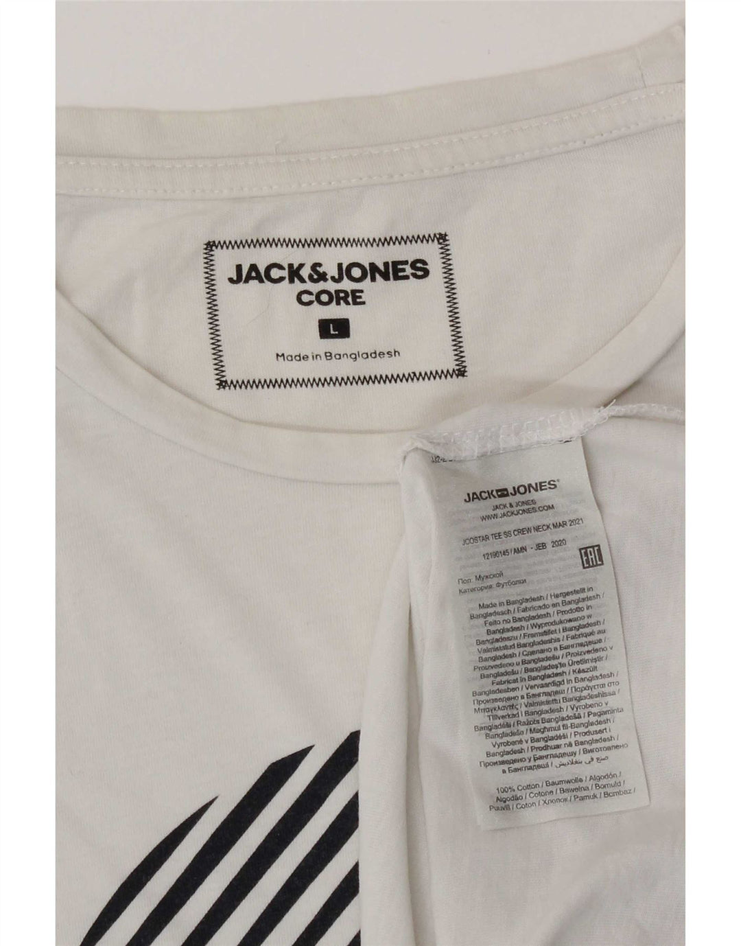 Jack & Jones T-shirt grafica da uomo grande in cotone bianco