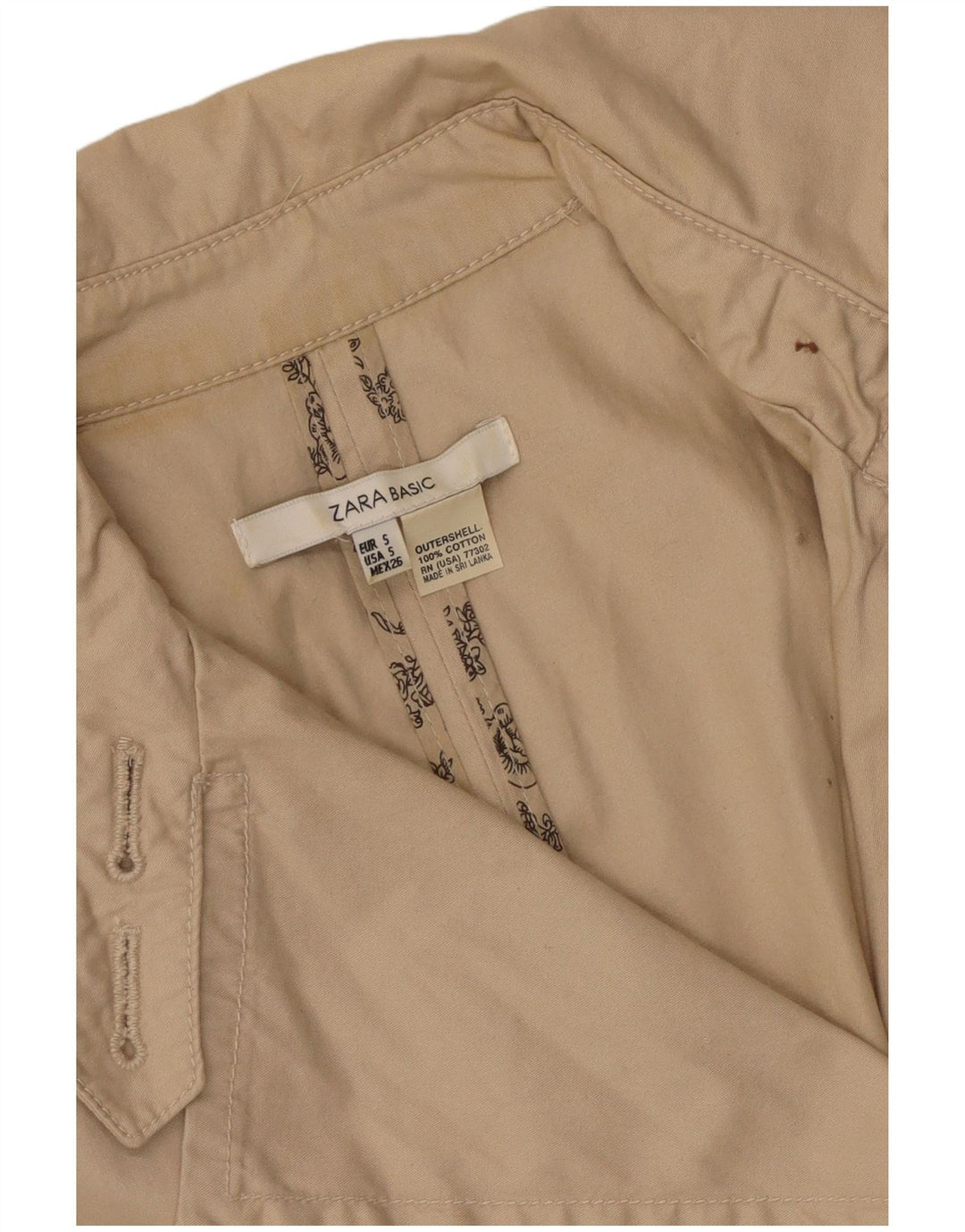 Trench da donna Zara UK 10 piccolo in cotone beige