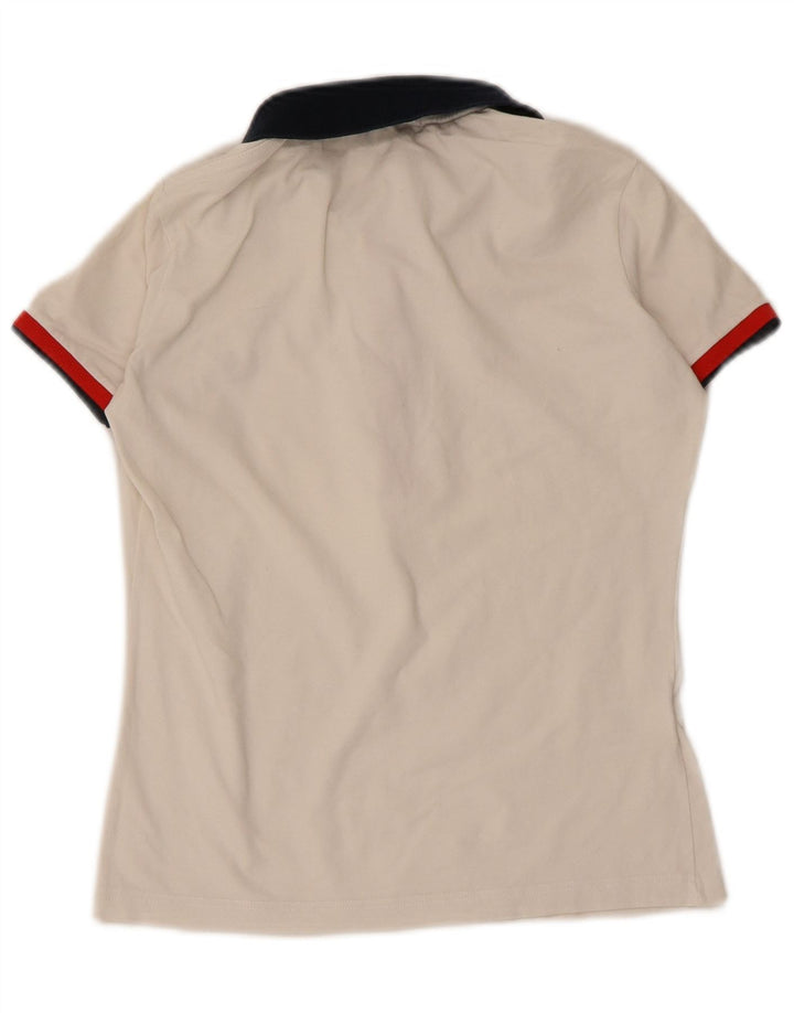 Polo da donna Fred Perry UK 8 Small in cotone color block bianco