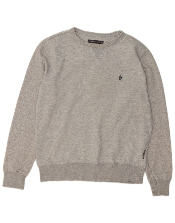 FRENCH CONNECTION Felpa da uomo Maglione piccolo cotone grigio
