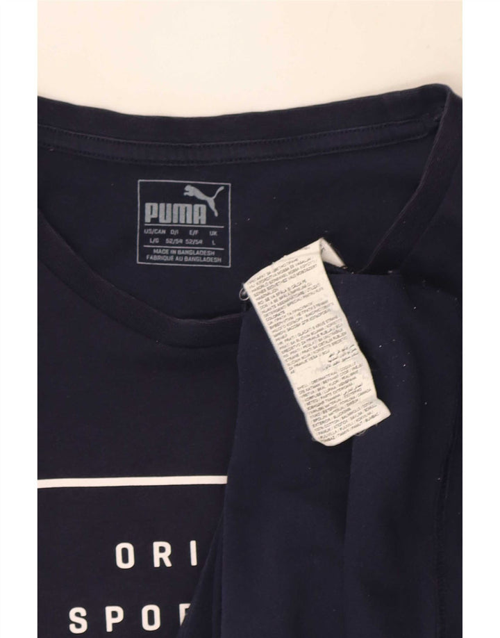 T-shirt grafica da uomo Puma Top Large in cotone blu navy