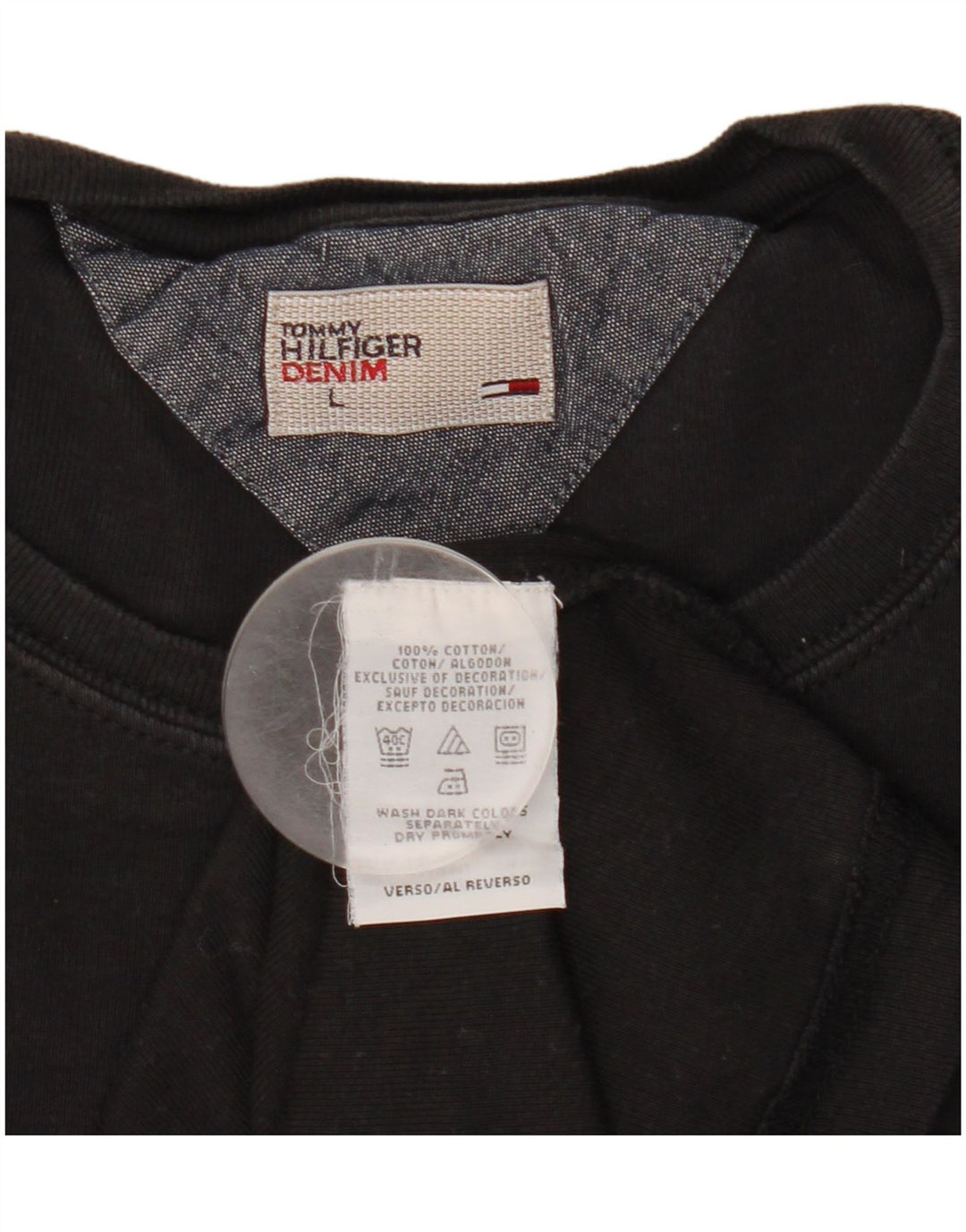 Tommy Hilfiger Uomo Top Manica Lunga Grande Cotone Nero