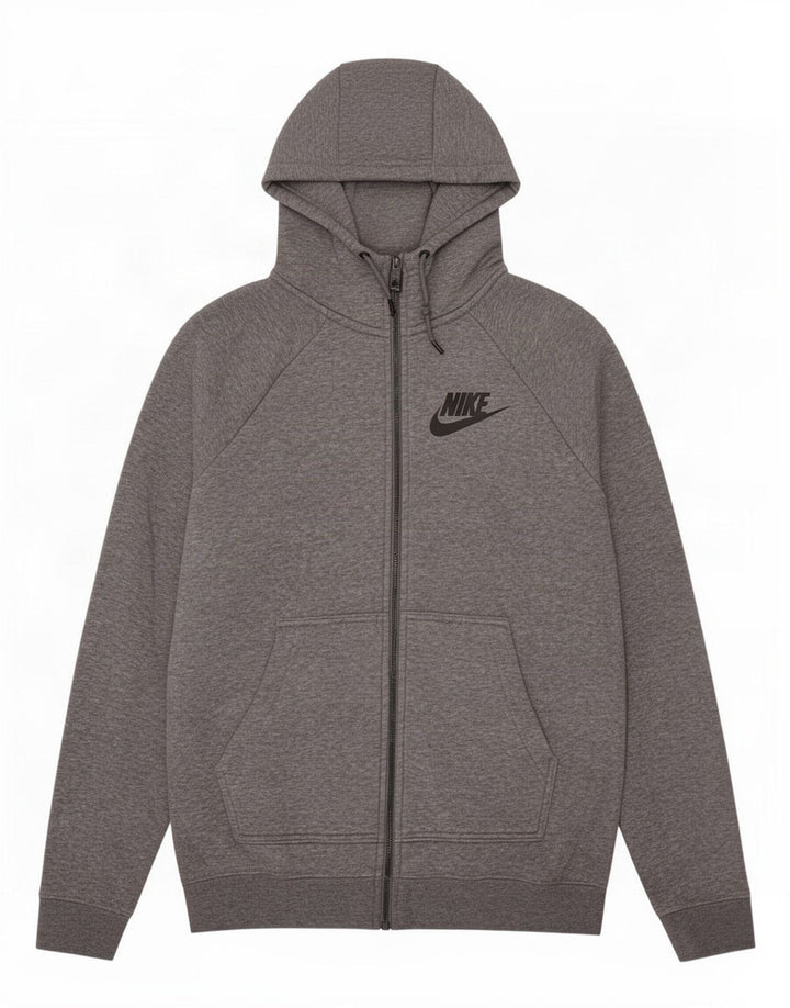 Felpa con cappuccio e zip Nike da uomo in cotone grigio medio