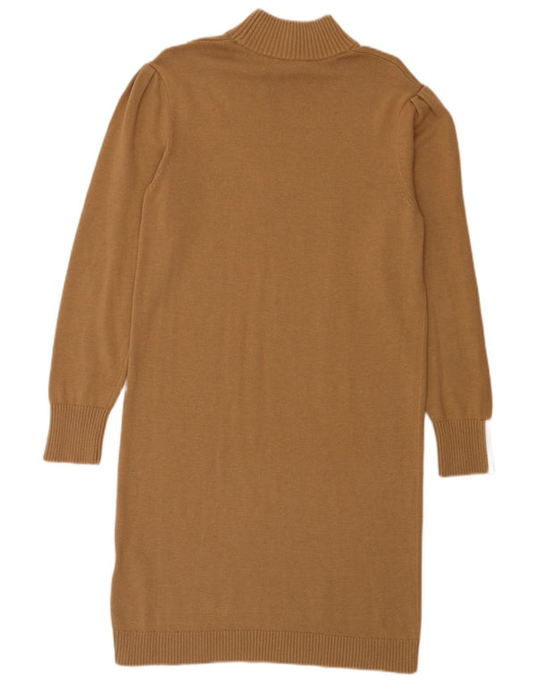 Abito maglione a maniche lunghe da donna Hugo Boss UK 10 piccolo cotone marrone