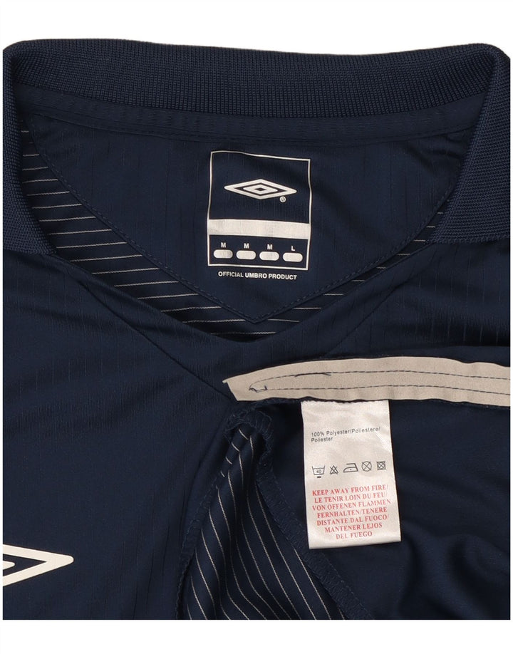 Umbro Top da uomo a maniche lunghe in poliestere a righe blu navy medio