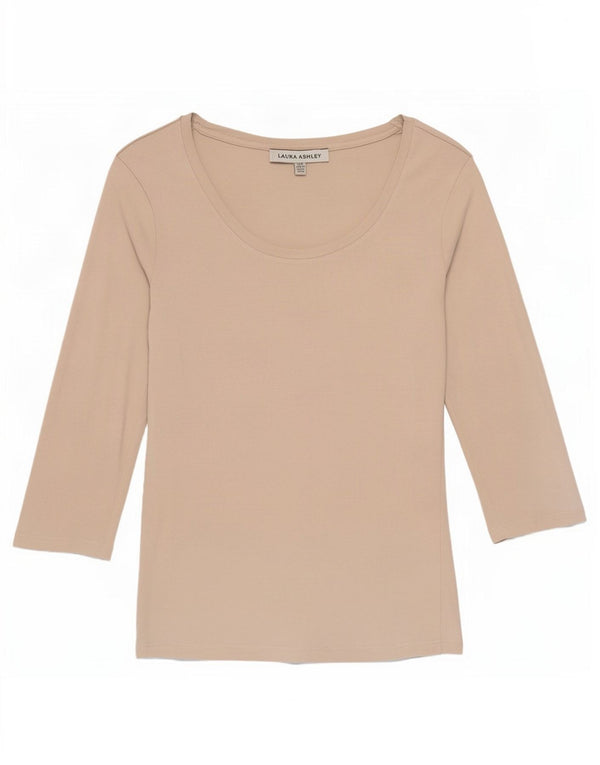 Laura Ashley Top da donna manica 3/4 UK 8 piccolo cotone beige