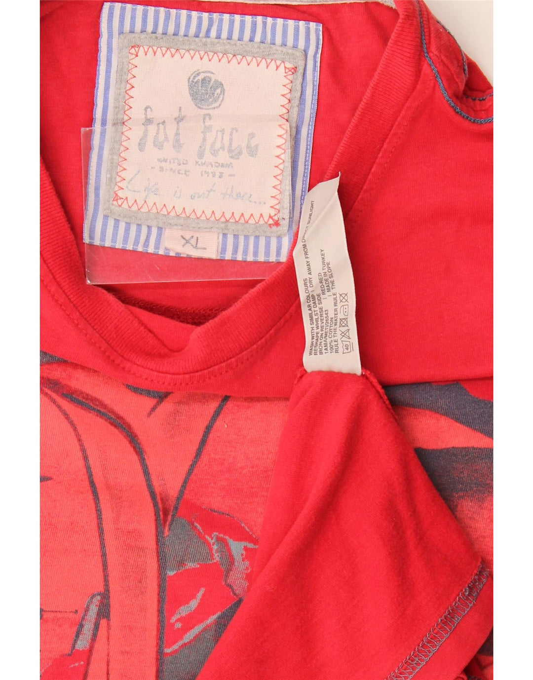 T-shirt grafica da uomo Fat Face Top XL in cotone rosso