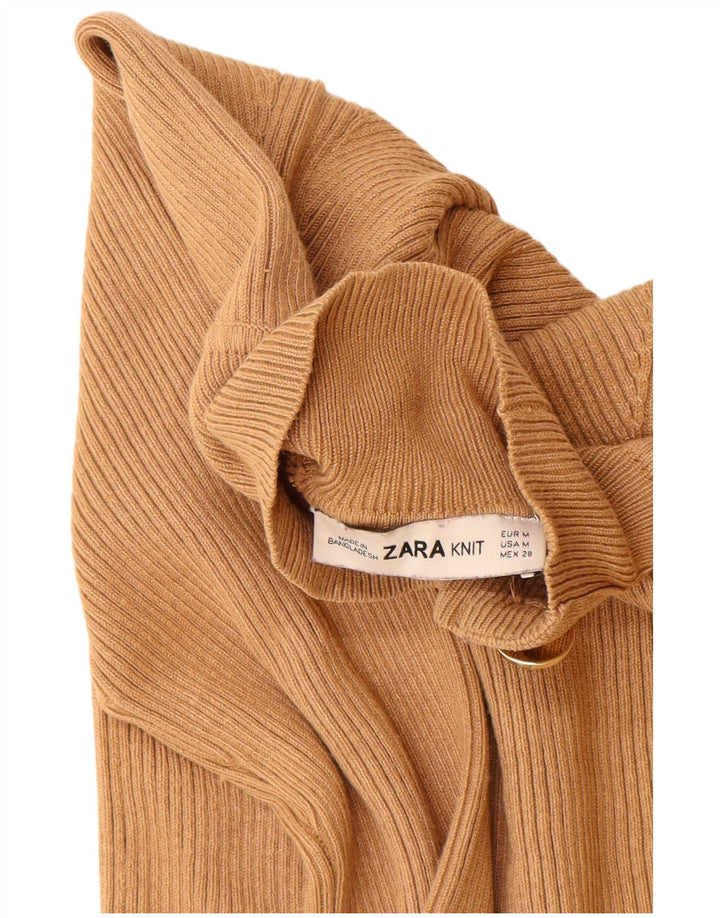 Maglione a collo alto da donna Zara UK 12 Viscosa beige medio