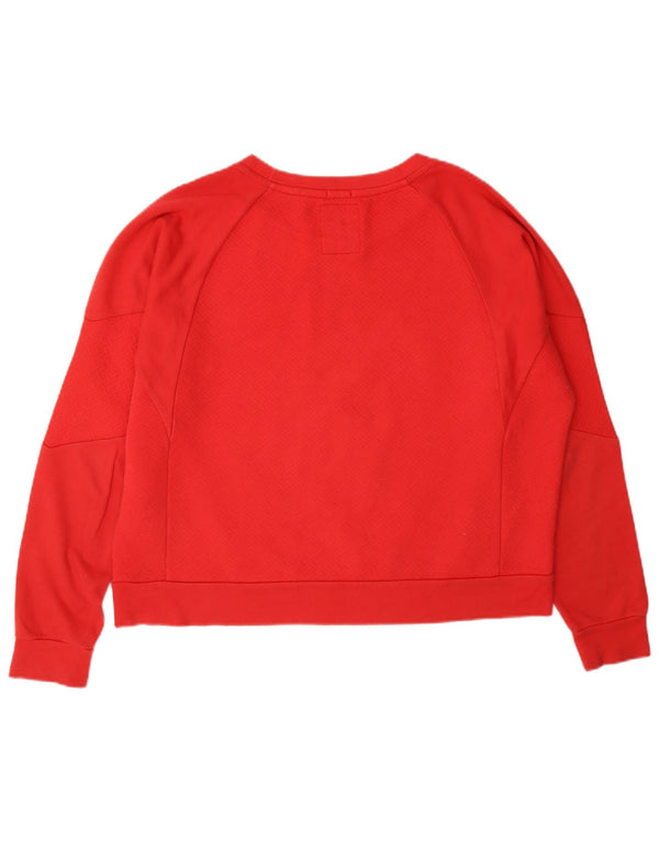 Felpa da donna con grafica corta Superdry, maglione UK 16, grande, cotone rosso