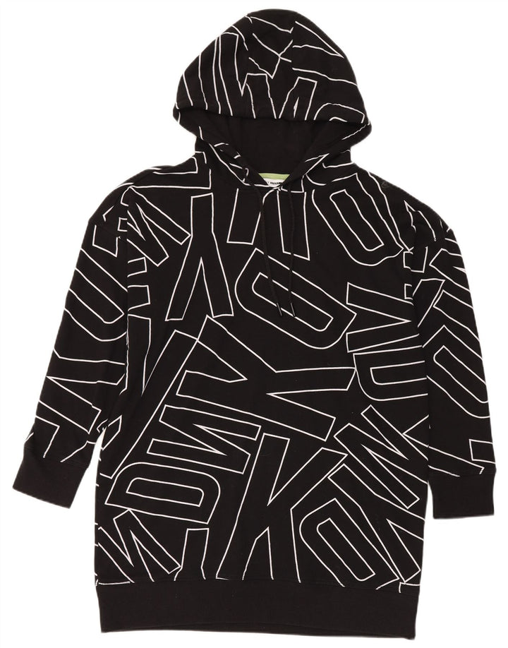 Maglione con cappuccio lungo grafico oversize da donna Dkny UK 14 medio nero