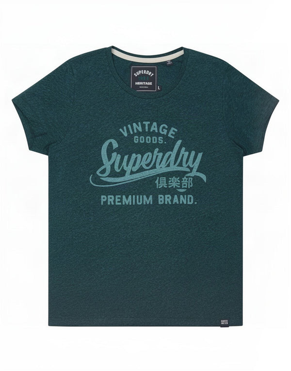 T-shirt grafica da donna Superdry Top UK 14 Large Verde screziato in poliestere