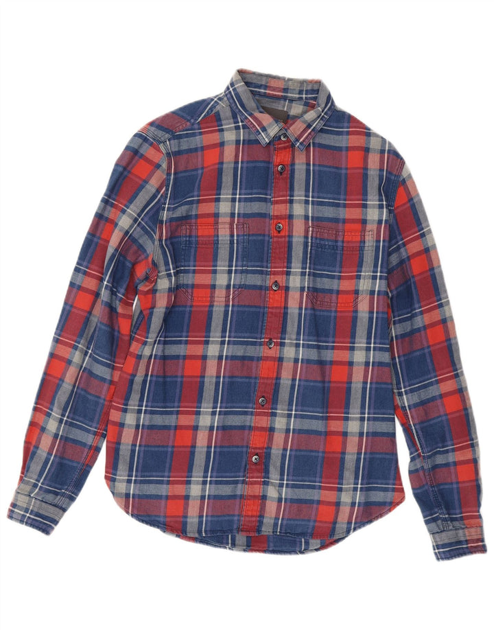 Camicia Zara da uomo in flanella di cotone a quadri blu medio