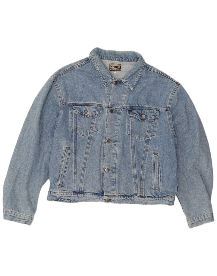 Giacca di jeans vintage da donna UK 20 2XL cotone blu