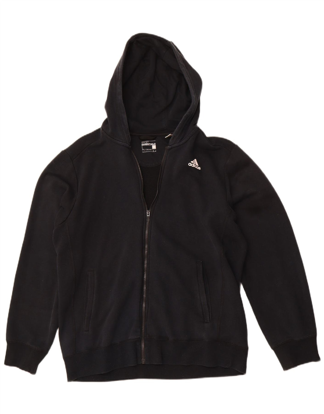 Maglione con cappuccio e zip da uomo ADIDAS grande in cotone nero