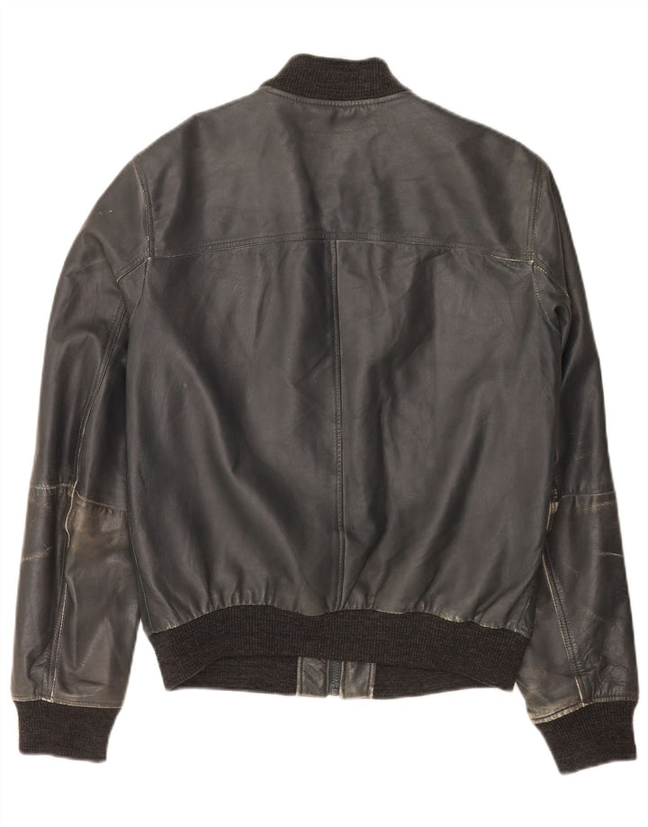 Giubbotto Bomber in Pelle Donna Trussardi Jeans IT 50 XL Blu Navy
