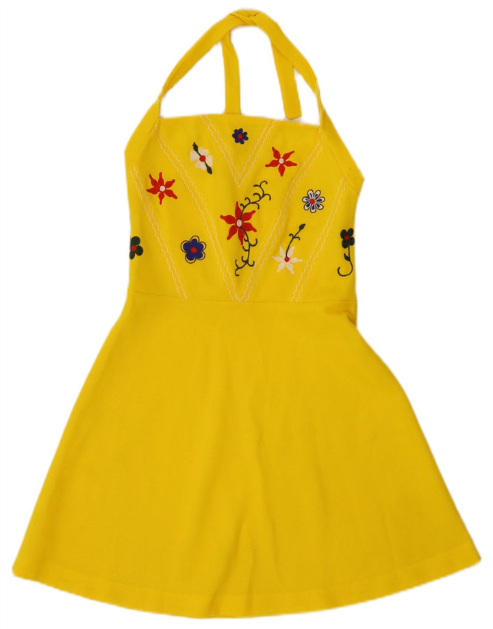 Abito vintage da donna alla caviglia IT 42 giallo medio floreale