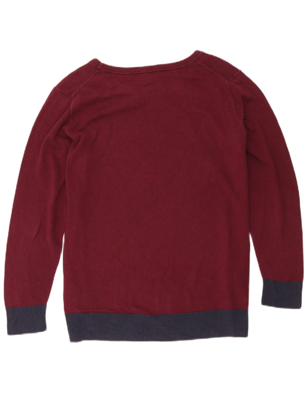Maglione maglione da donna con scollo a barca Gap UK 18 XL Cotone color block bordeaux