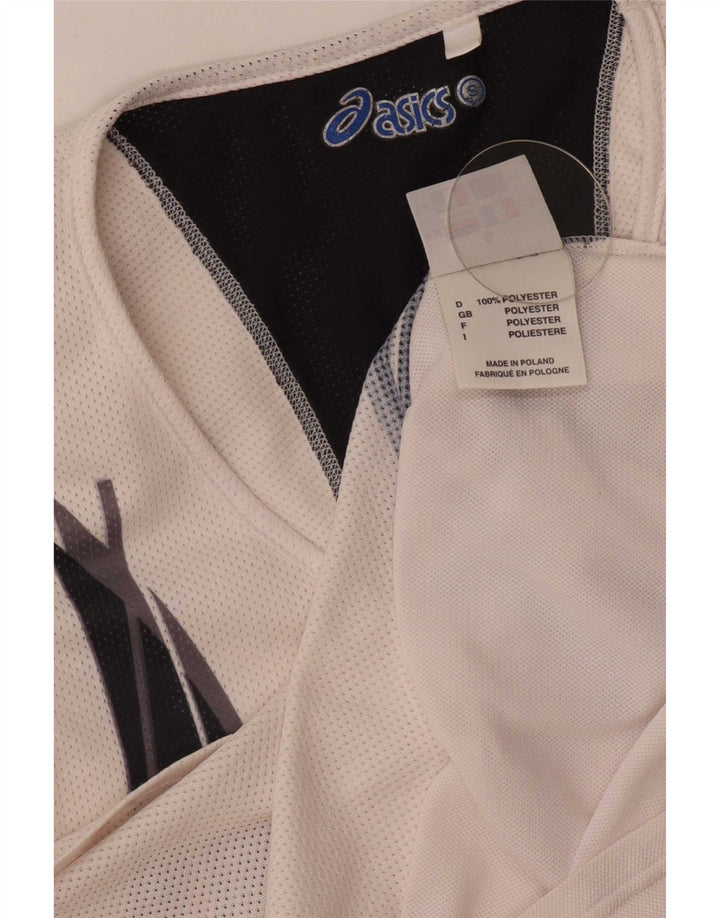 Canottiera grafica da donna Asics UK 10 piccola bianca in poliestere