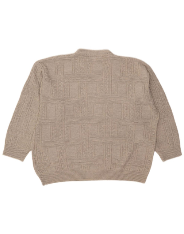 Nick Taylor Mens Crew Neck Jumper Sweater XL Grey Acrylic